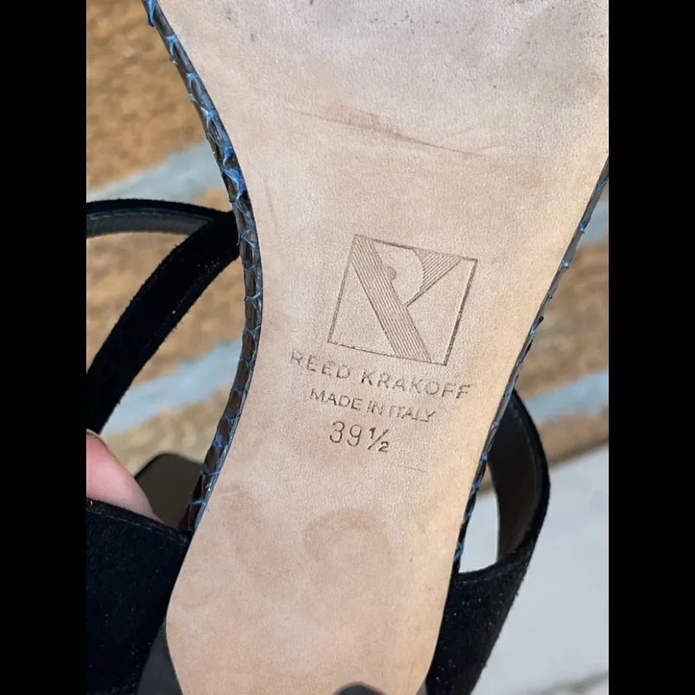 Reed Krakoff Snake and Suede Harness Sandal 391/2